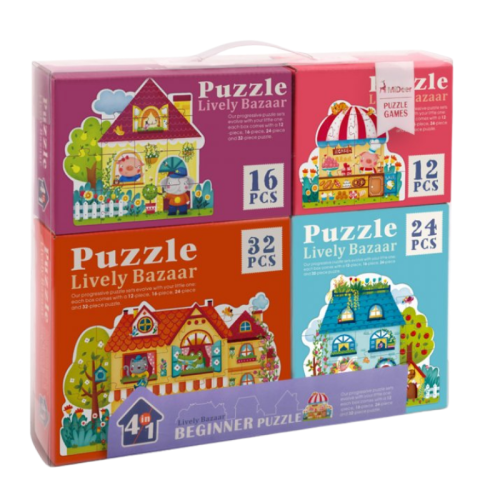 Set puzzle 4 v 1 Pohádkové město